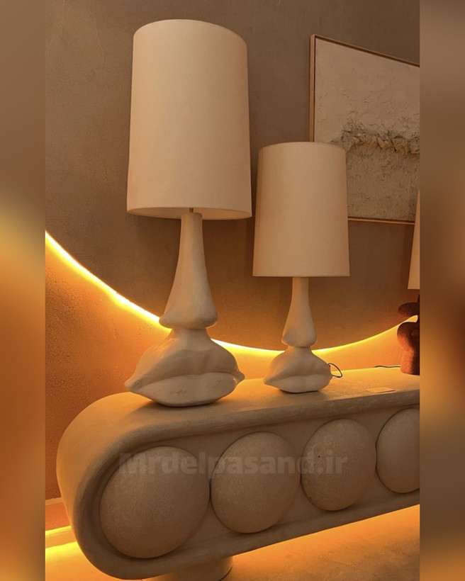 آباژور رومیزی پاپیه ماشه طرح لب ۶۰ سانت